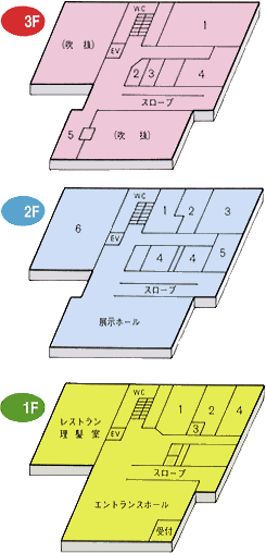 秋田県心身障害者総合福祉センター 1階～3階フロアマップ